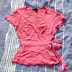 Forever 21 Apricot Pink Wrap Blouse Top [Size S] 🍑